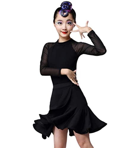 軽やかに舞う◆裾透け感が美しいブラックドレス◆レッスンからダンスパーティーに！ 軽やかに舞う◇裾透け感が美しいブラックドレス◇レッスンから